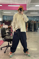 ME DA IGUAL Striped Long-Sleeve Hooded Shirt