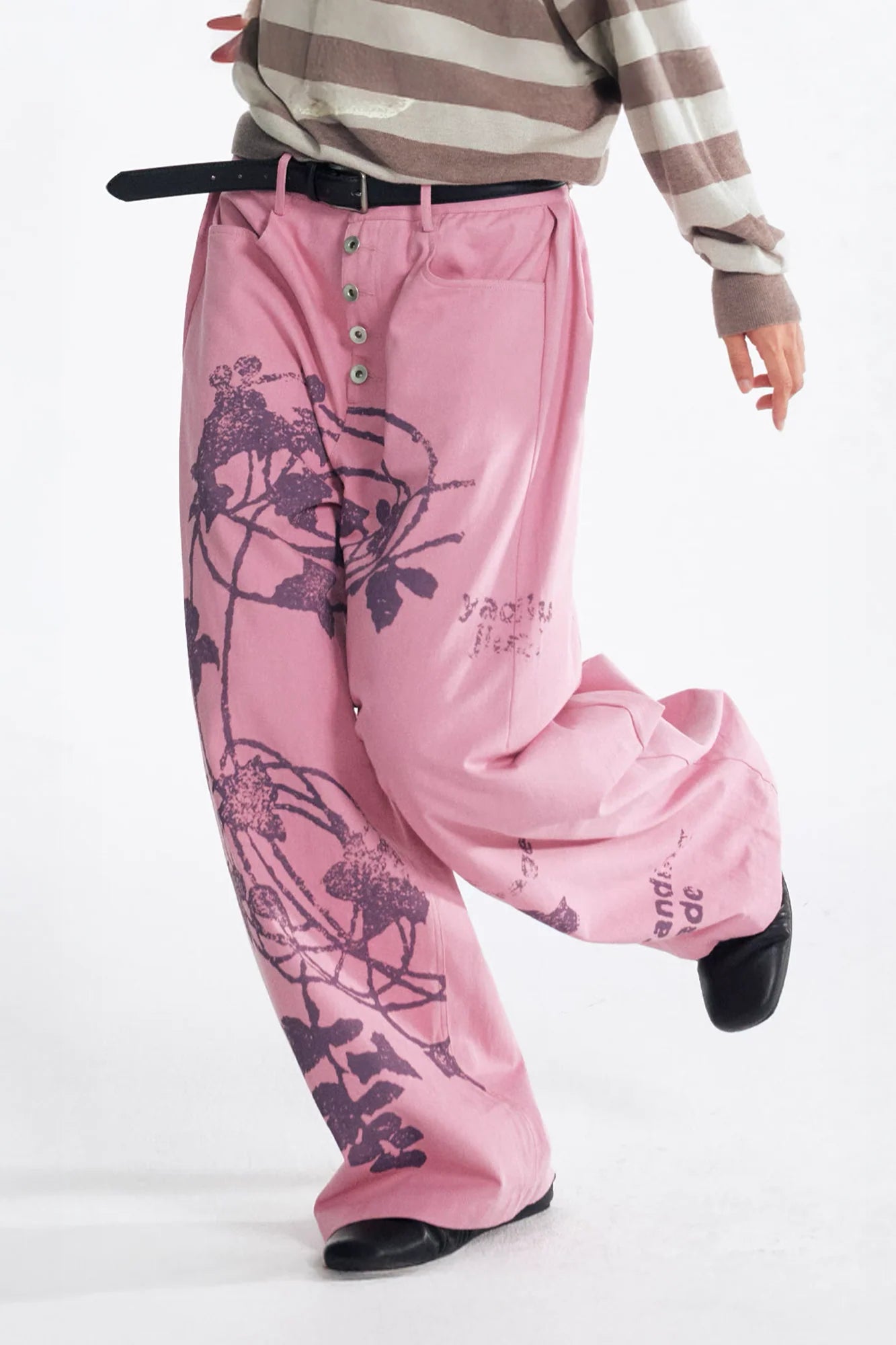 1997 POSTOFFICE Lilac Vine Full-Print Curved Jeans