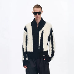 TIWILLTANG Fuzzy Faux-Mink Contrast Sweater
