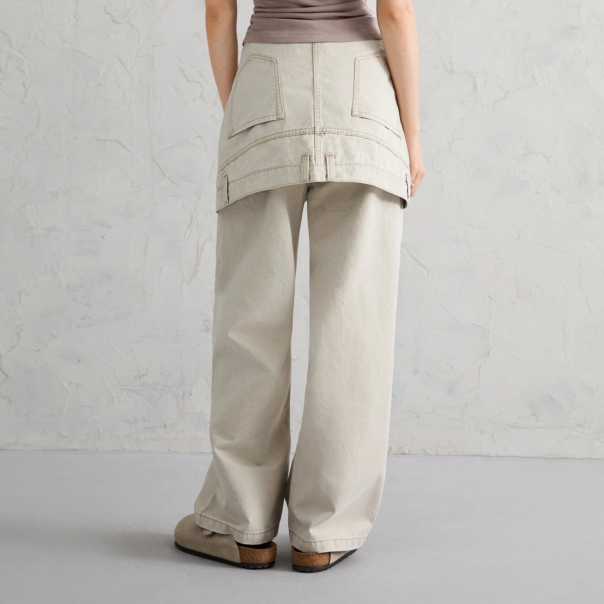 ORGANIC EMOTION Classic Washed Detachable Waist Cape Jeans