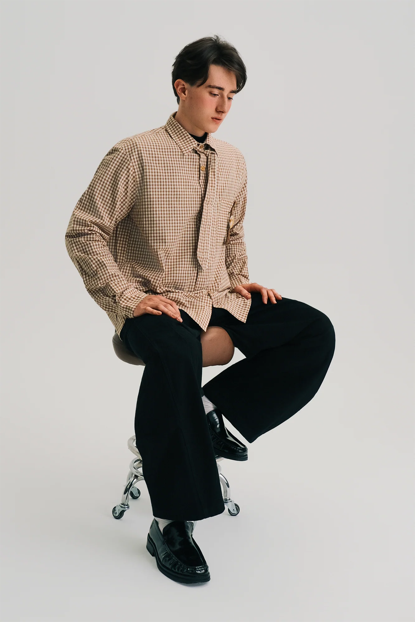 WIID Neck Tie Gingham Shirt
