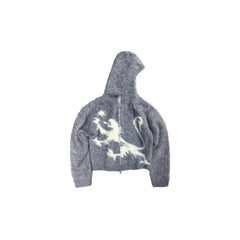 LUUUCAM Faux Mink Jacquard Dual-Zip Hooded Cardigan