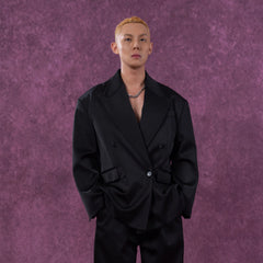 CLP Satin Double-Breasted Oversized Blazer