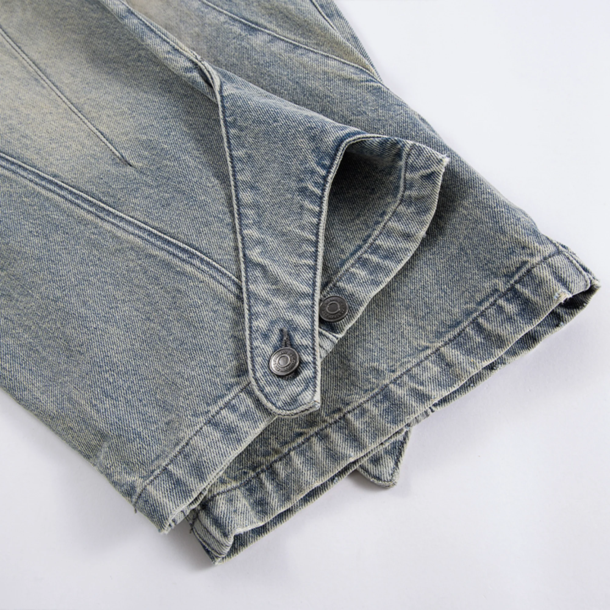 F2CE Washed Panel Adjustable-Hem Denim Pants