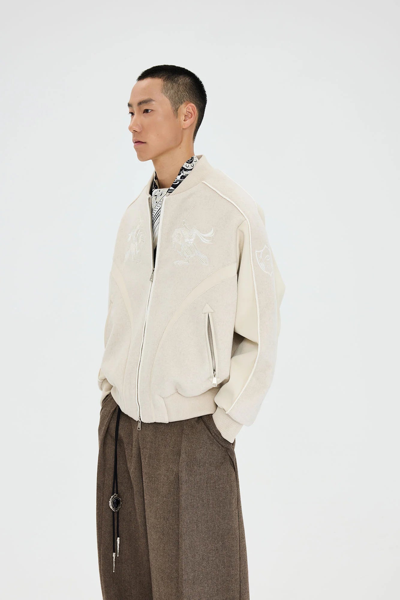 CATSSTAC Warrior Embroidered Panel Bomber Jacket