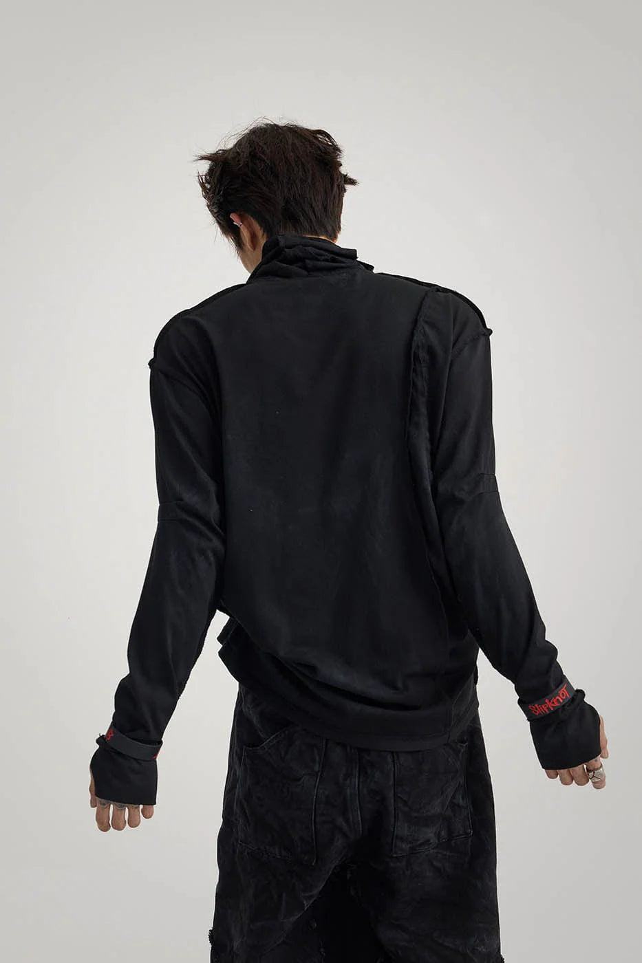 FLYERRER Distressed Reversible Spliced High-Neck L/S Tee