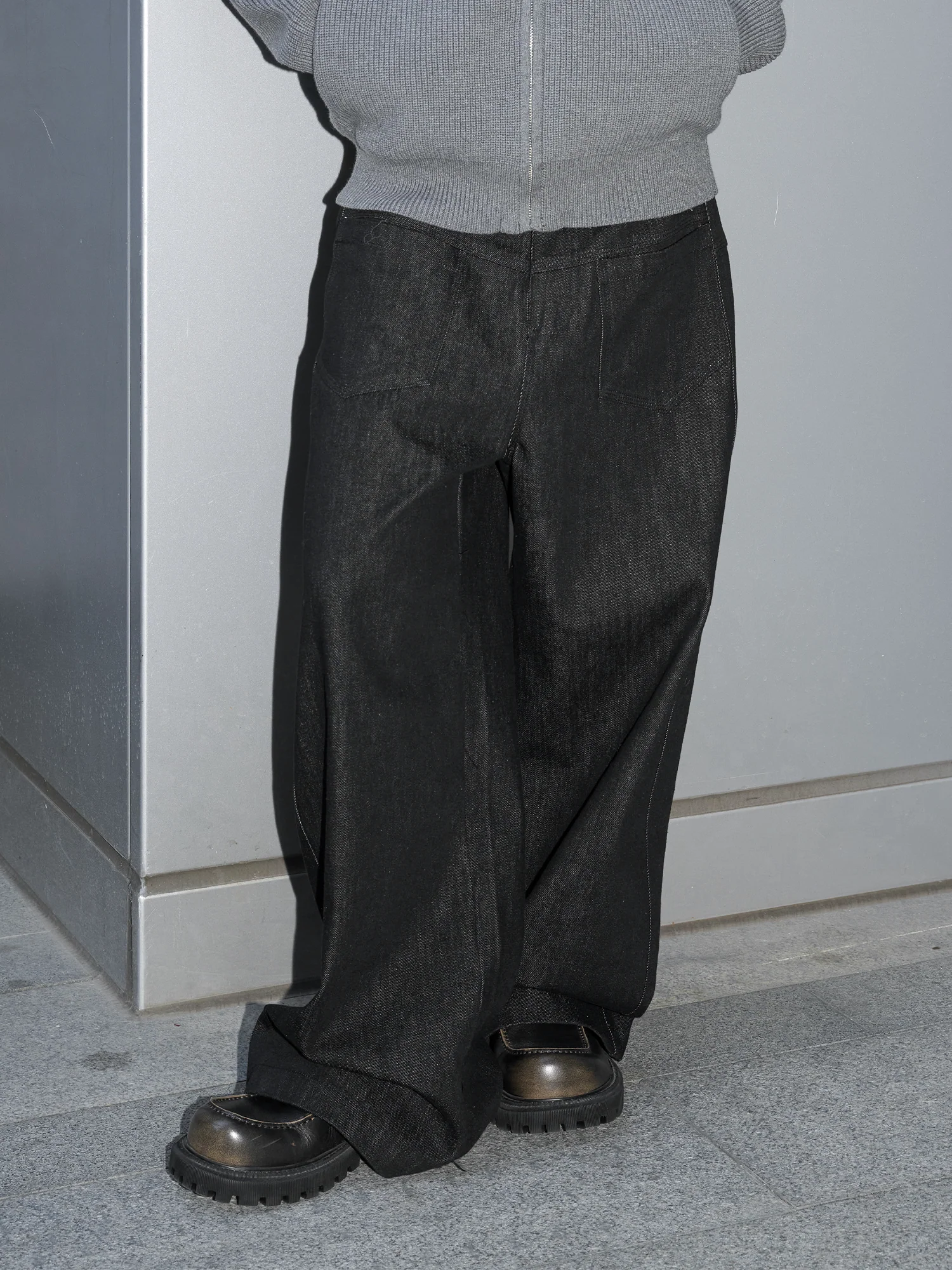 LABELROOM Washed Wide-Leg Raw Denim Pants