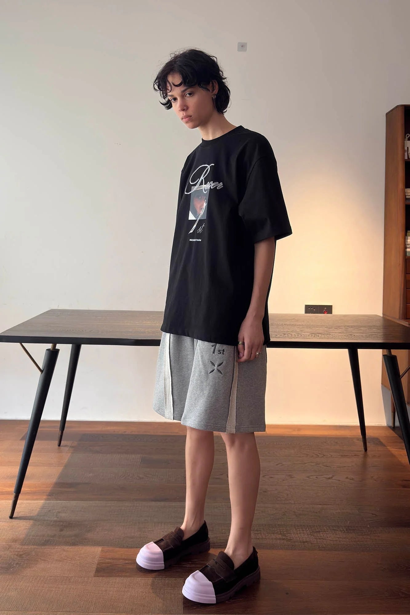 MIICHOUS Frayed Spliced Elastic Shorts