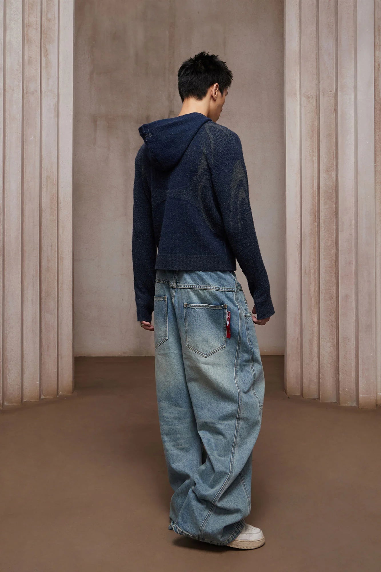 DND4DES Contrast Wool-Blend Hooded Zip Cardigan