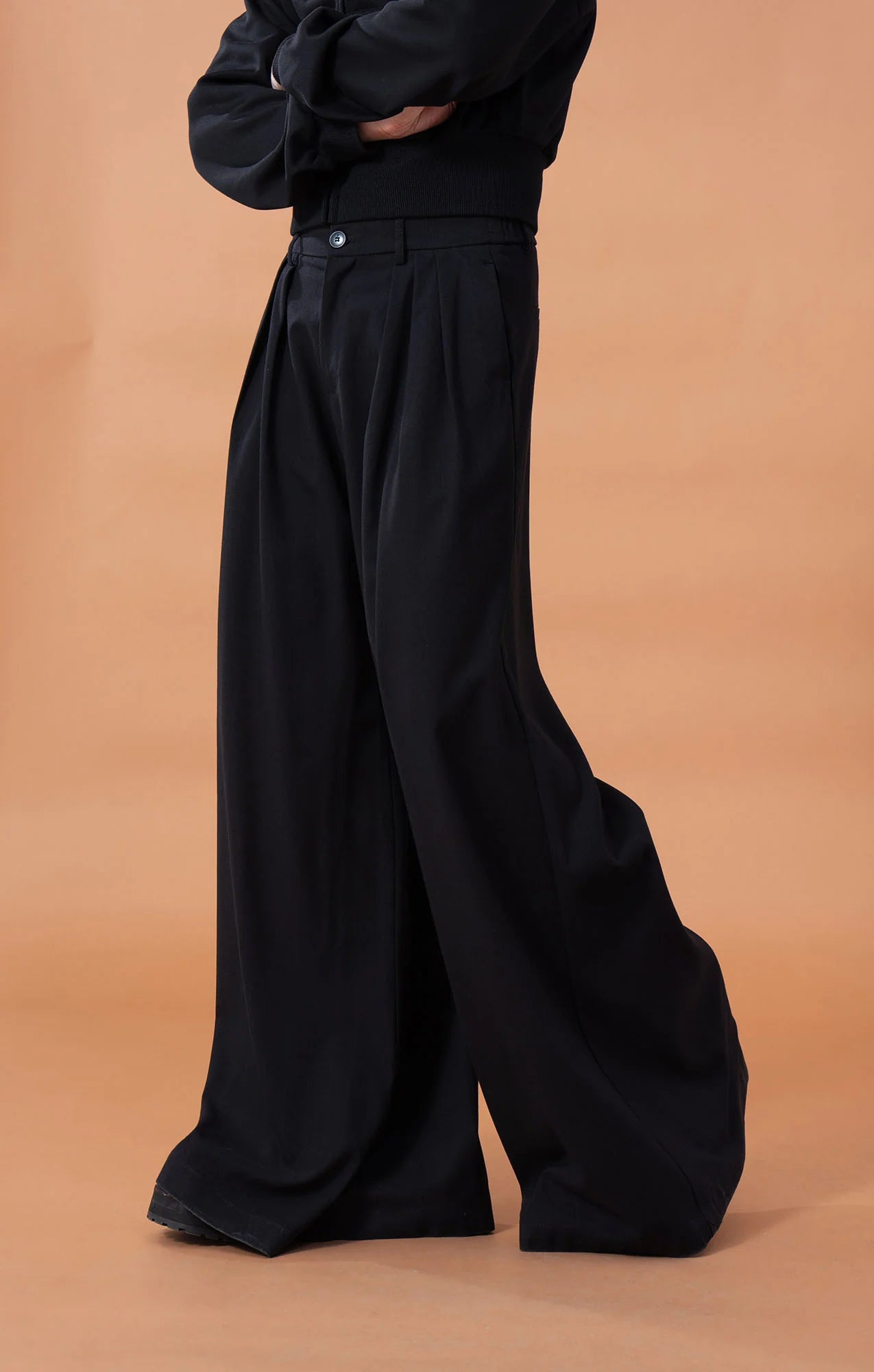 CLP Pleated Draped Wide-Leg Trousers