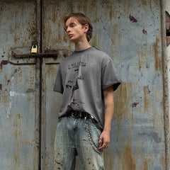 LUUUCAM A Mad Summer Night Dream Distressed Panel T-Shirt