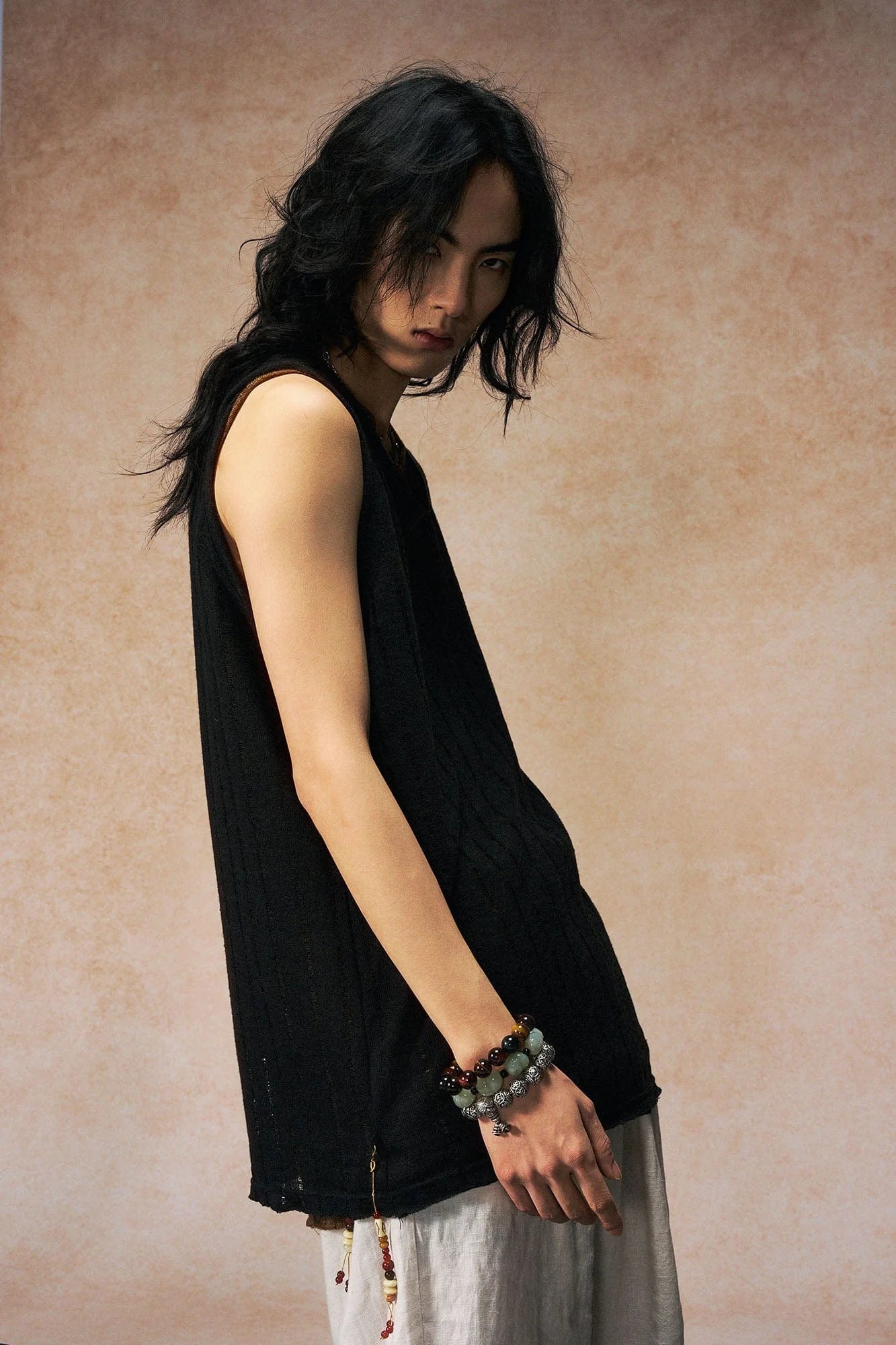 GONGHE REPUB Patchwork Hollow Out Knit Vest