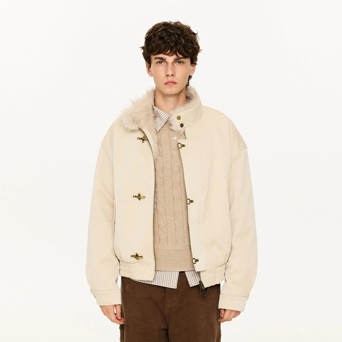 KREATE Faux Fur Lining PU Jacket