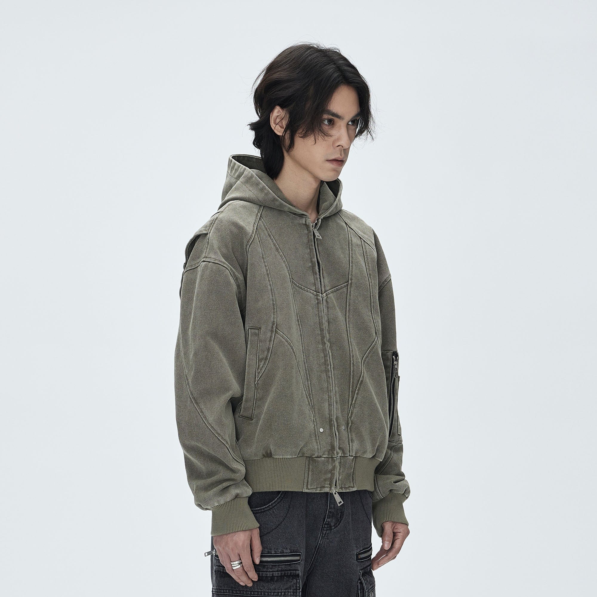 CATSSTAC Deconstructed Paneled Washed Hooded Jacket