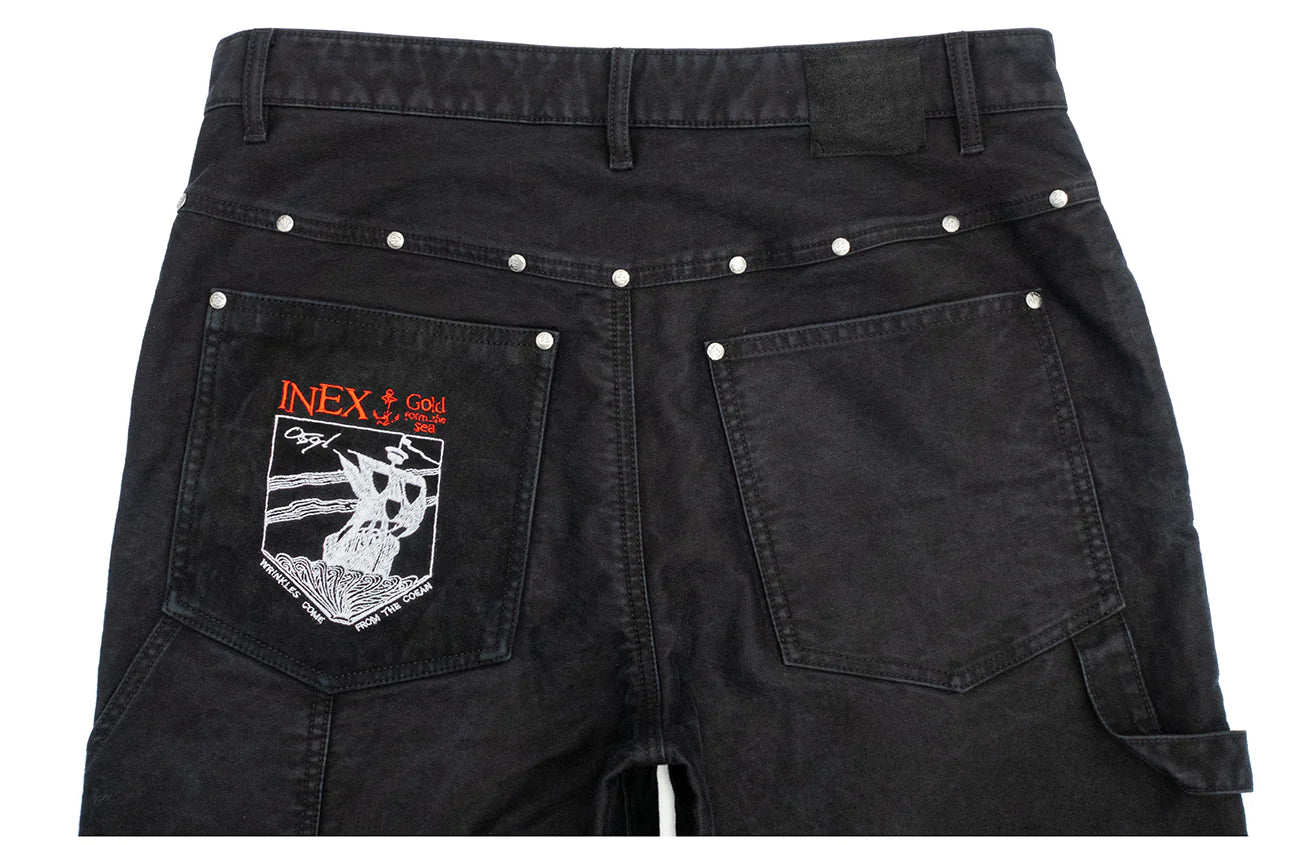 IN EXISTENCE Leather Splice Double-Knee Carpenter Pants
