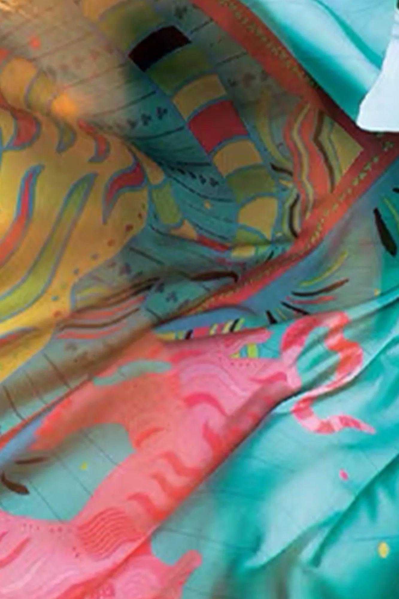 MASH UP ASIA Multicolor Tiger Sunburst Full-Print Square Scarf