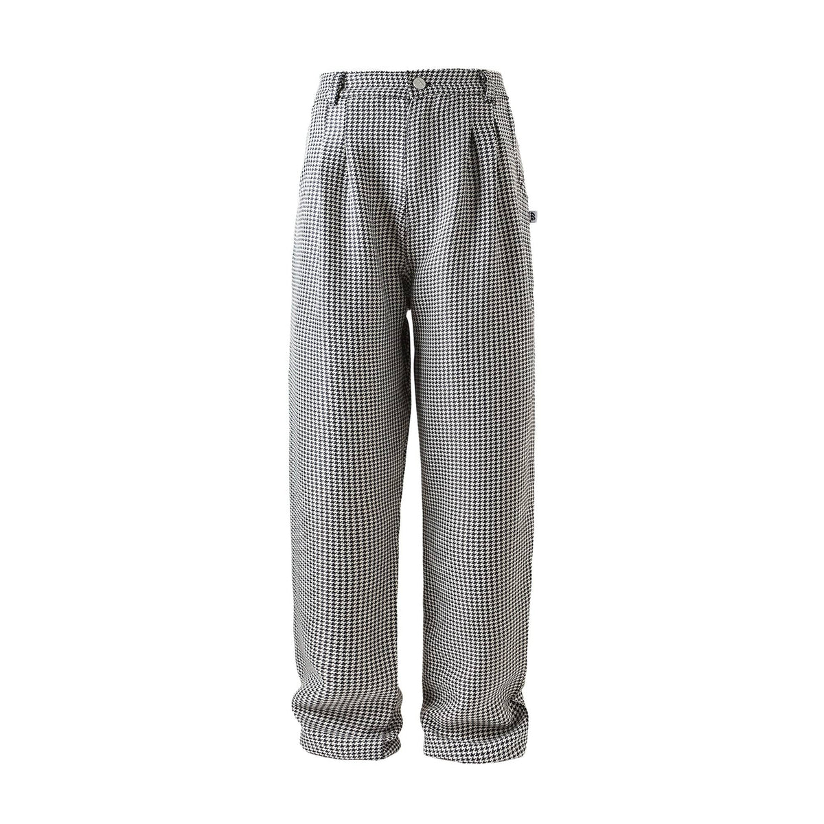 ME DA IGUAL Elastic Waist Houndstooth Tapered Trousers