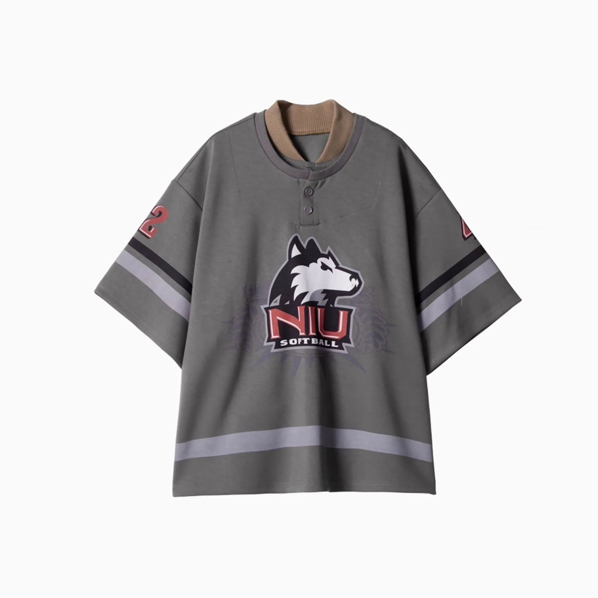ERROR CODE ROBOT Varsity Layered Collar Oversized Huskie Tee