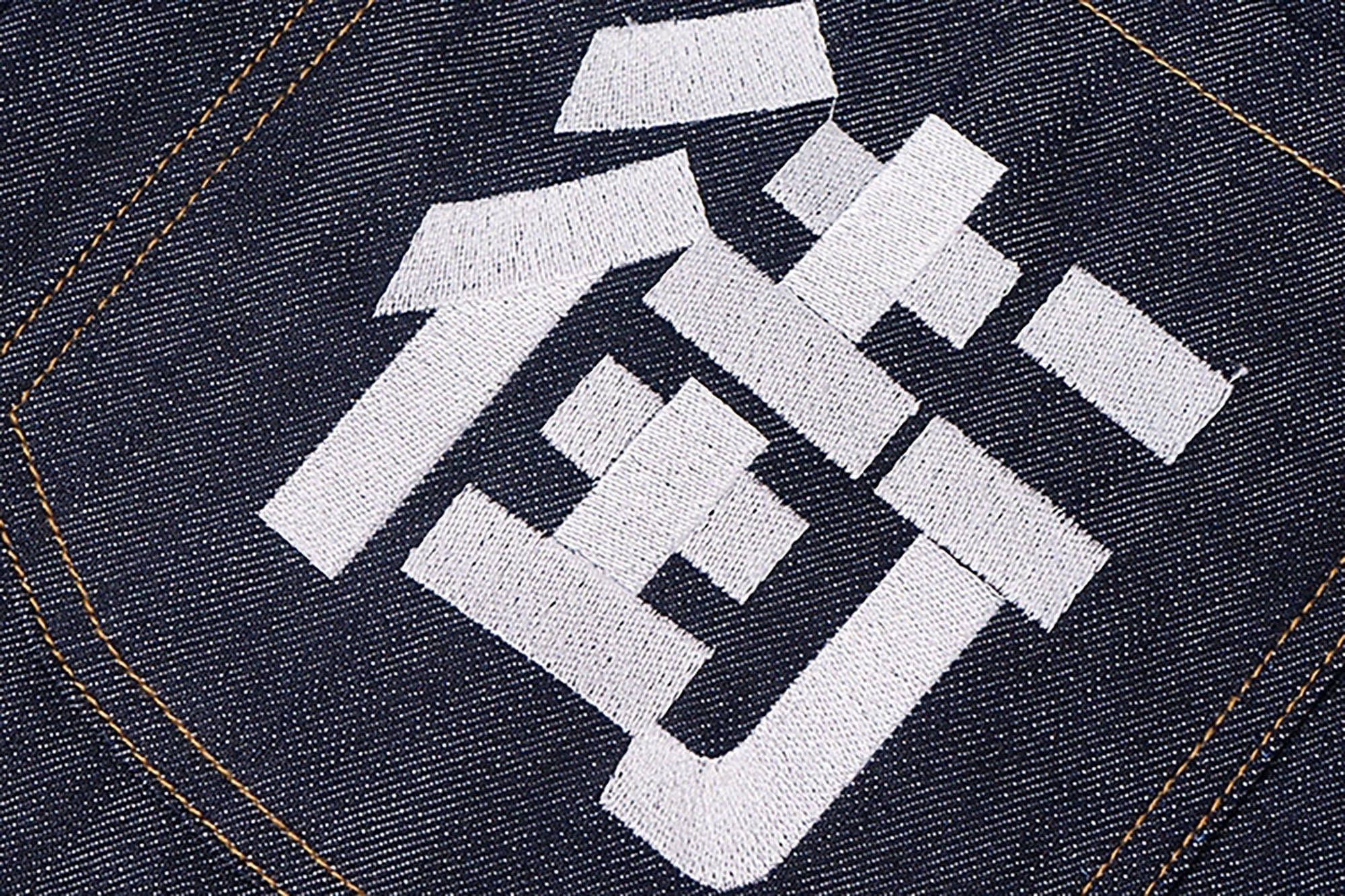 VINKID Street Kanji Graphic Panel Raw Jeans