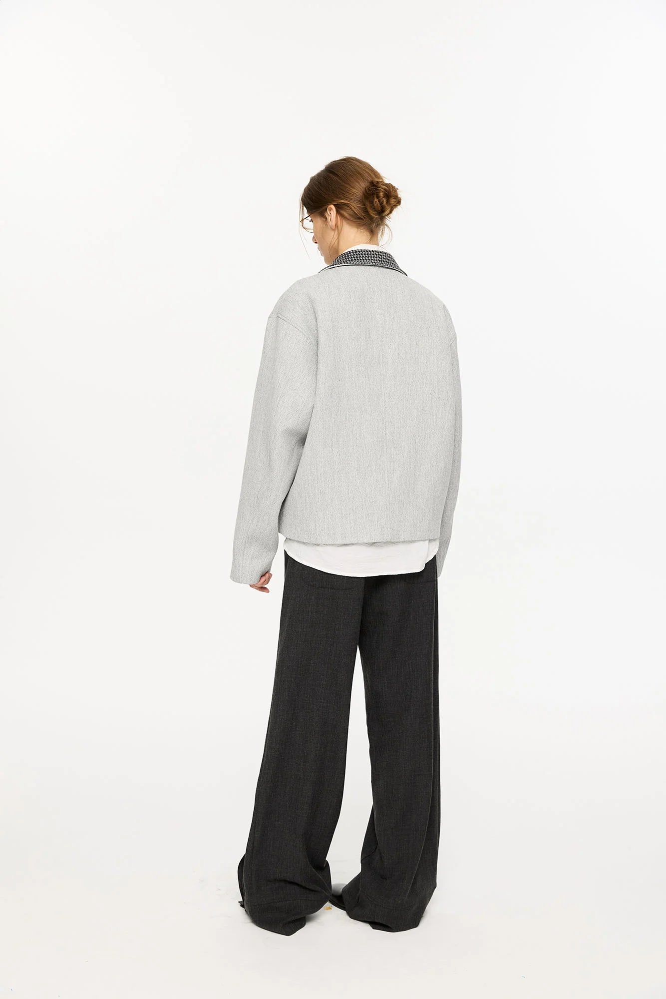 KREATE Houndstooth Wool-Blend Moto Jacket