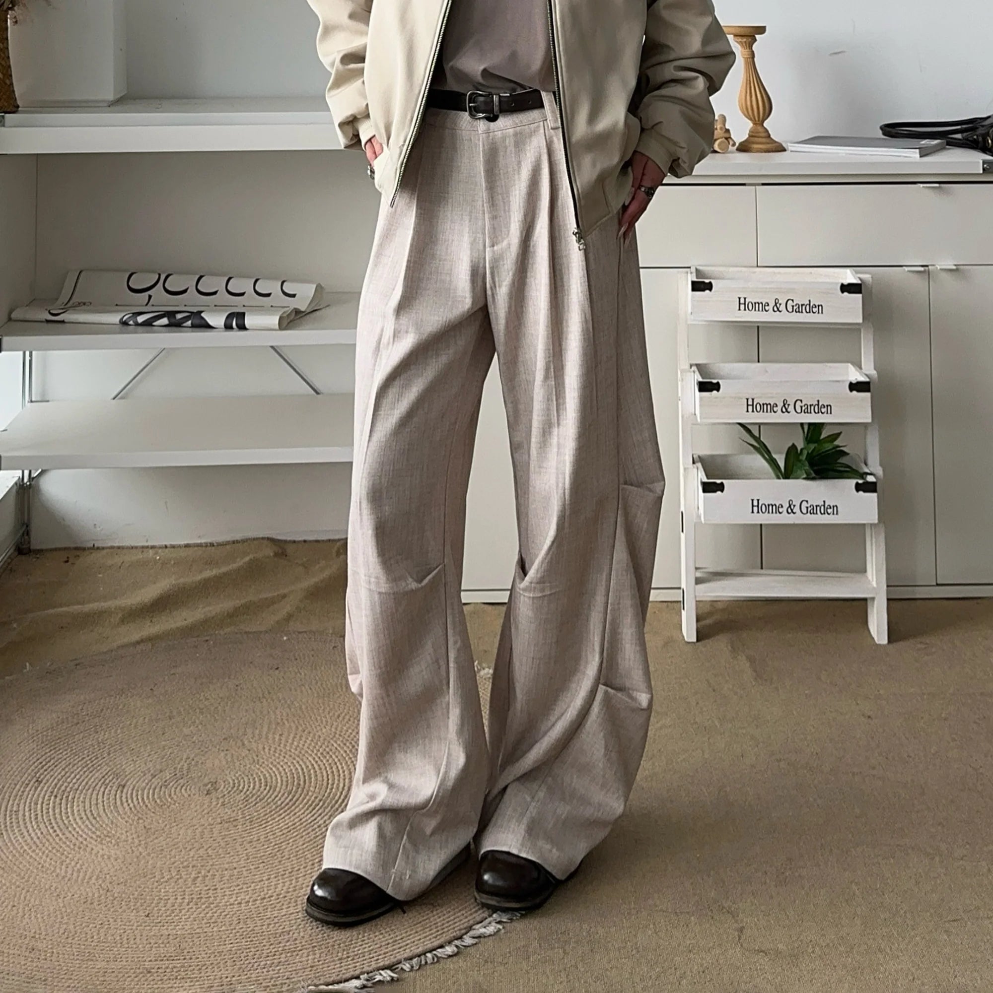OKAYTHXBYE Geometric Multi-Pleated Trousers