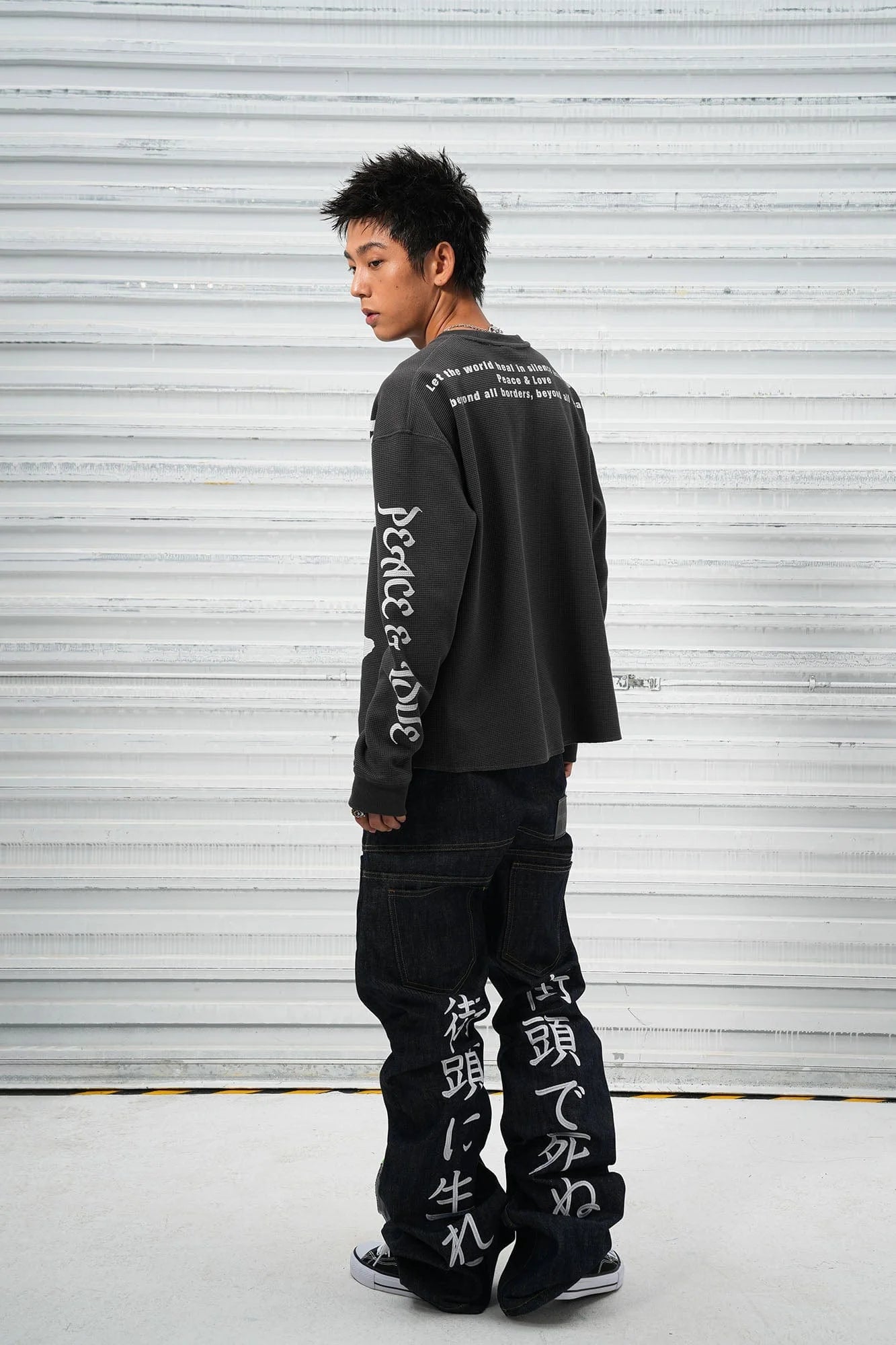 VINKID Pigeon Graphic Waffle Sweatshirt