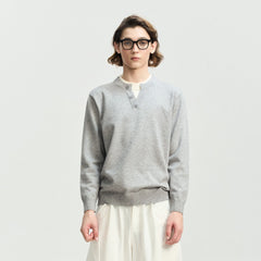 LEONSENSE Faux-Layered Henley Sweater