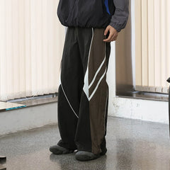 ENSHADOWER Contrast Striped Hem-Drawstring Pants