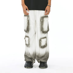 VANN VALRENCE Faded Spray-Dyed Multi-Pocket Cargo Pants