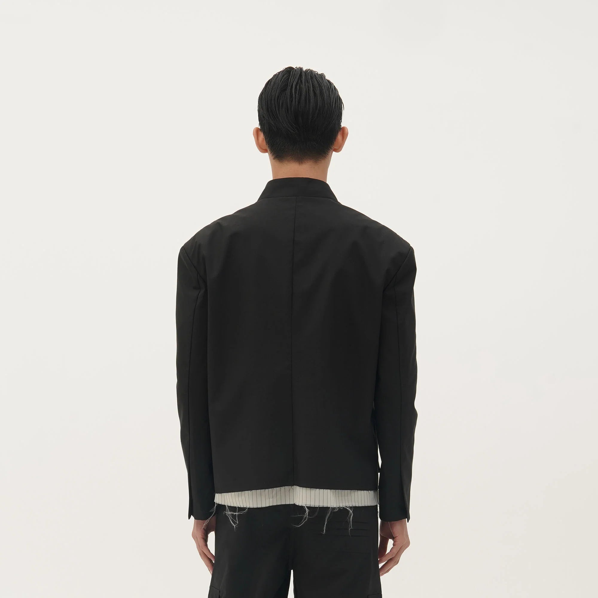 ORAL UTOPIA Faux Layered Hem Mandarin Collar Jacket