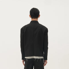ORAL UTOPIA Faux Layered Hem Mandarin Collar Jacket