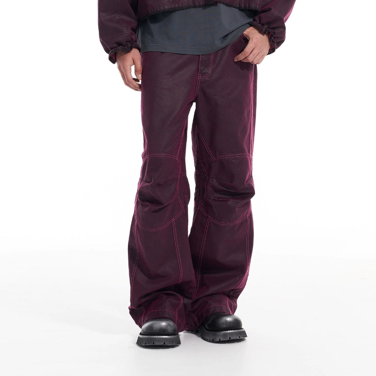 VANN VALRENCE Structured Panel Pleated-Knee Pants