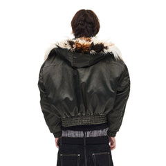 WHISTLEHUNTER Detachable Faux-Fur Hooded Bomber Jacket