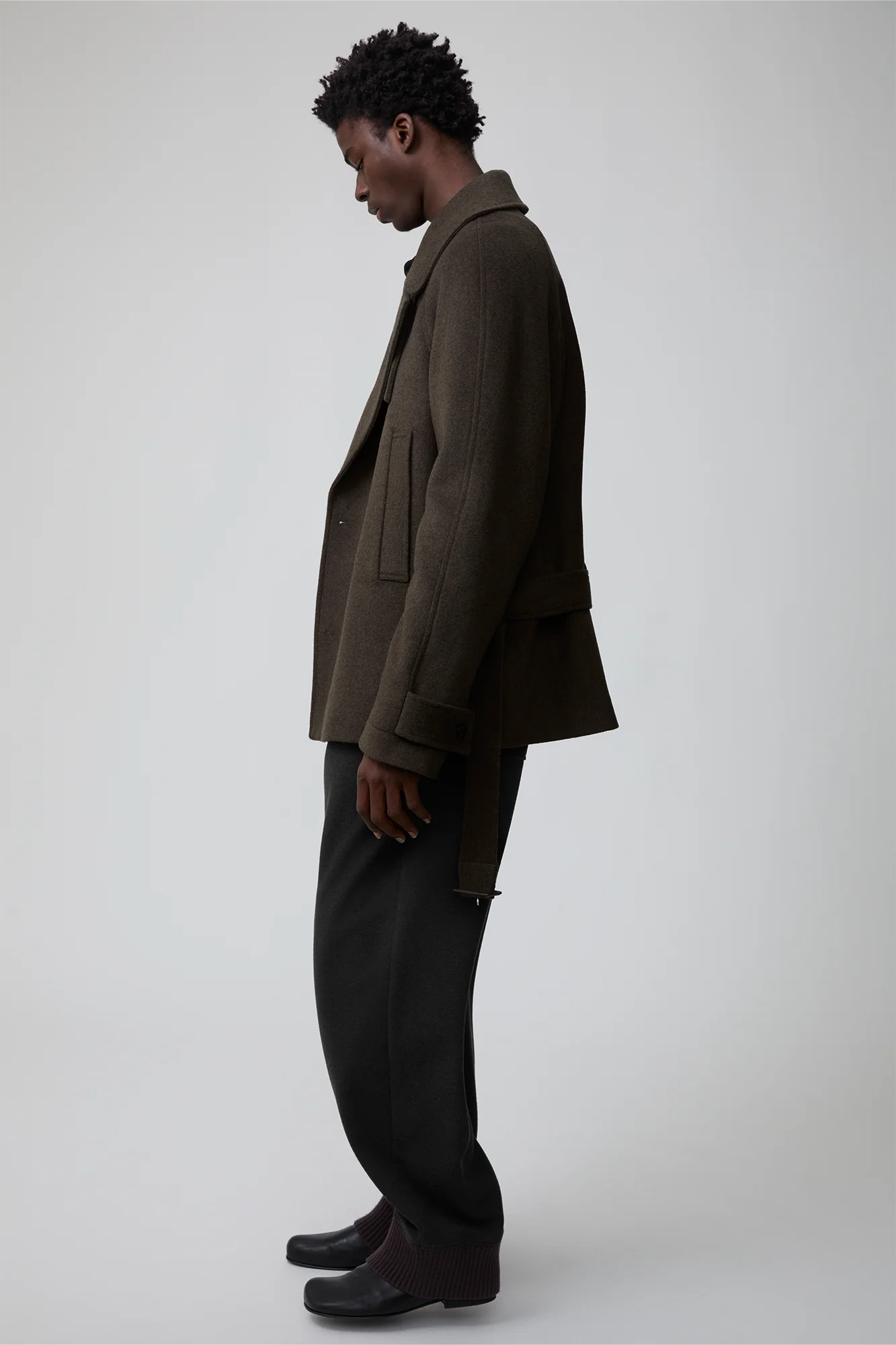 OPICLOTH Double-Breasted Belted Wool-Blend Coat