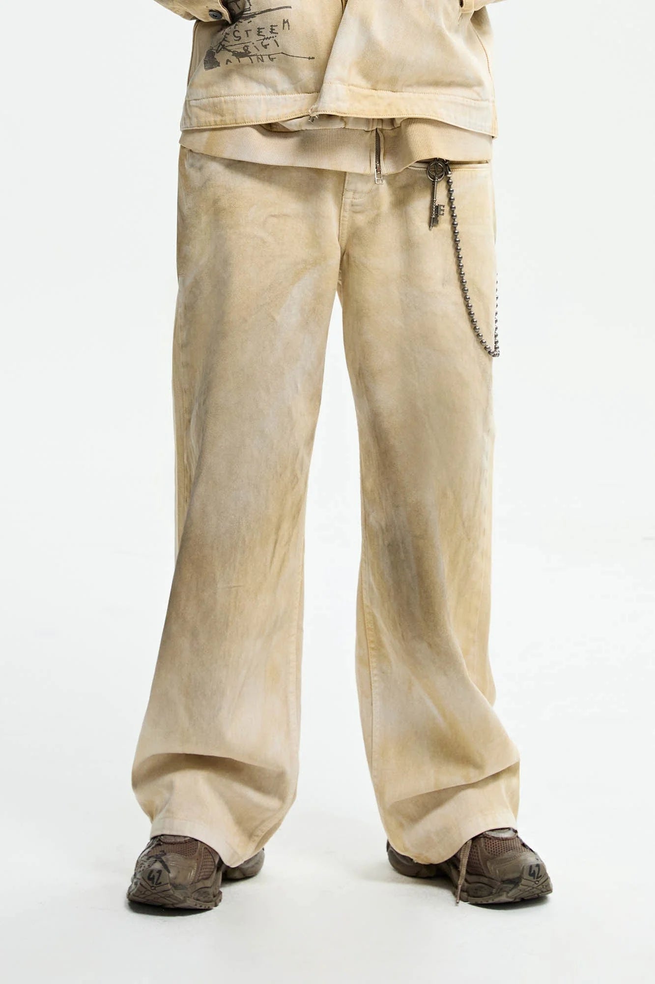ORGANIC EMOTION Dirty Fit Distressed Wide-Leg Pants
