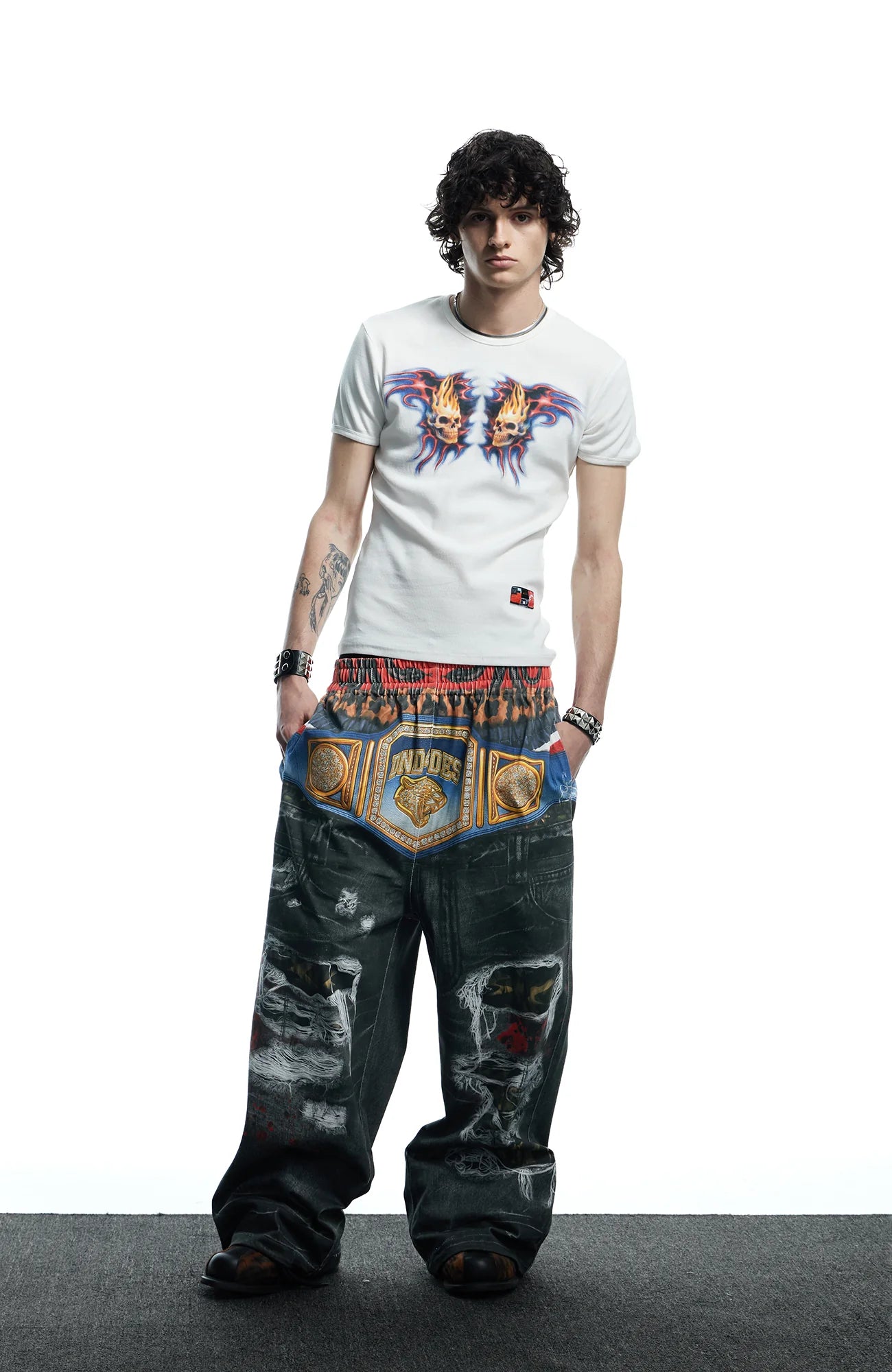 DND4DES Boxing Championship Belt Print Baggy Trousers