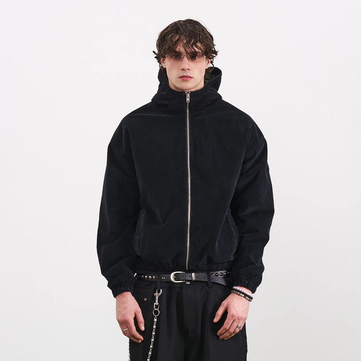 PMW Washed Corduroy Zip-Up Hoodie
