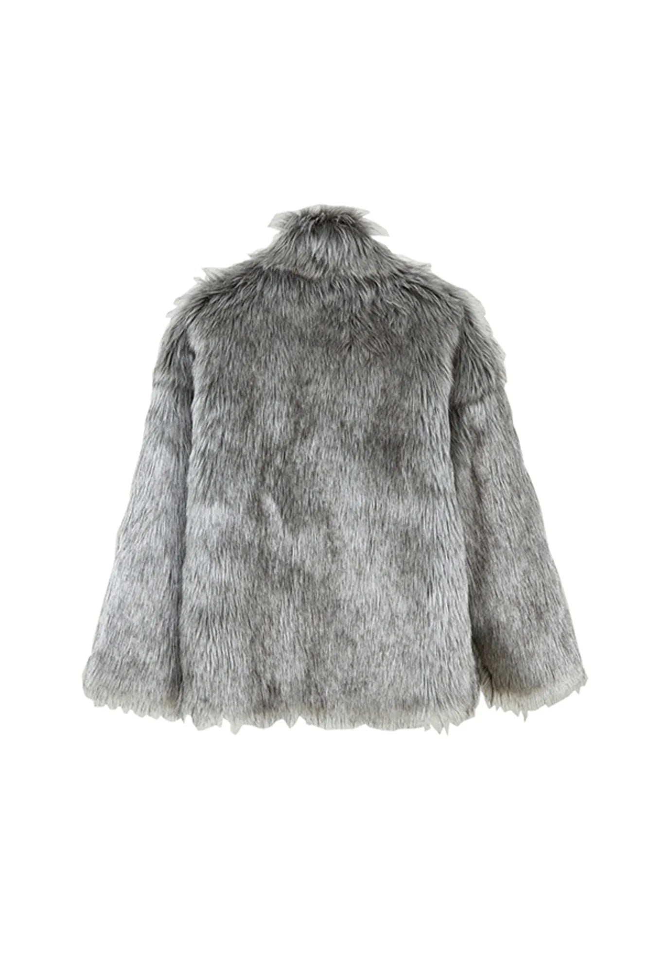 VANN VALRENCÉ Plush-Collar Volume-Fit Faux Fur Coat