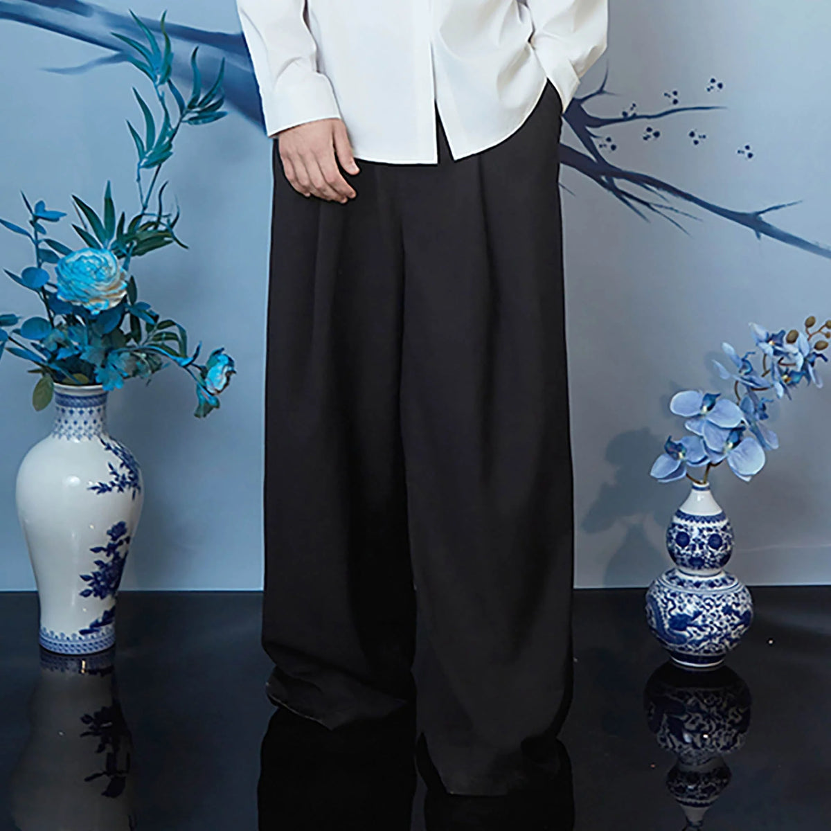 JIECHI Essential Draped Wide-Leg Pants
