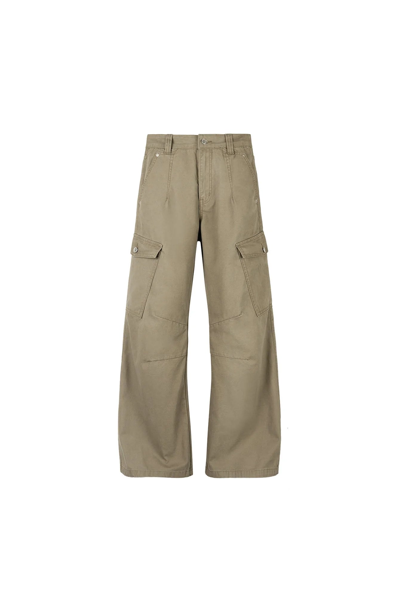 OKAYTHXBYE Washed Button Flap-Pocket Cargo Pants