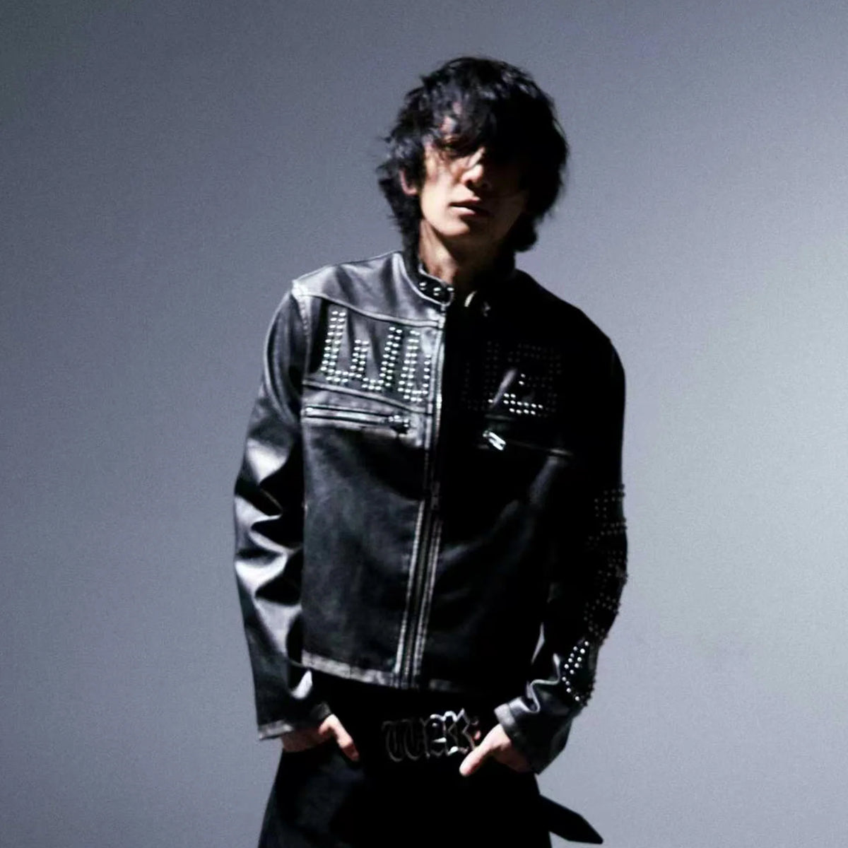 PCCVISION x GMK Distressed Studded Leather Jacket