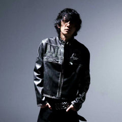 PCCVISION x GMK Distressed Studded Leather Jacket