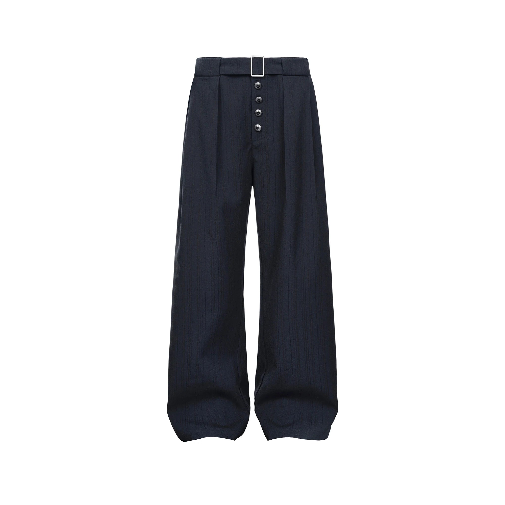 CATSSTAC Button-Closure Striped Double-Pleat Trousers