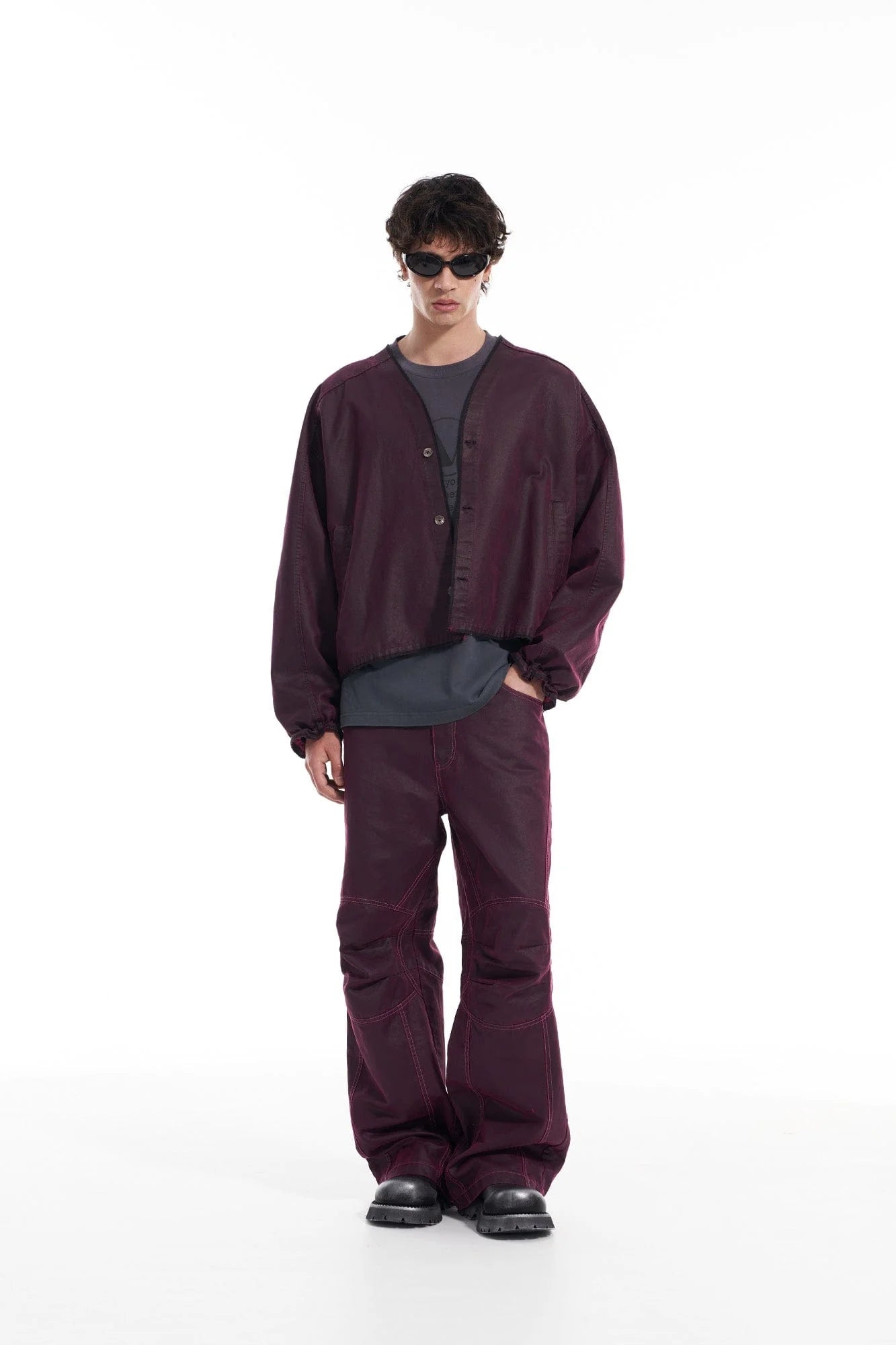 VANN VALRENCE Structured Panel Pleated-Knee Pants