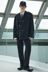 ASSEEN Deconstructed Ripple-Panel Zip Blazer