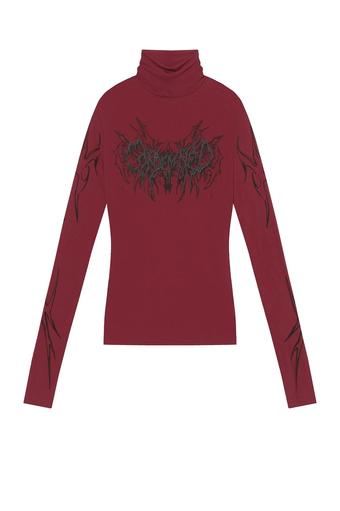 CLP Abstract Graphic Mesh Sheer Slim Turtleneck