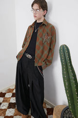 ASSEEN Symmetrical Star Patch Diamond Check Shirt