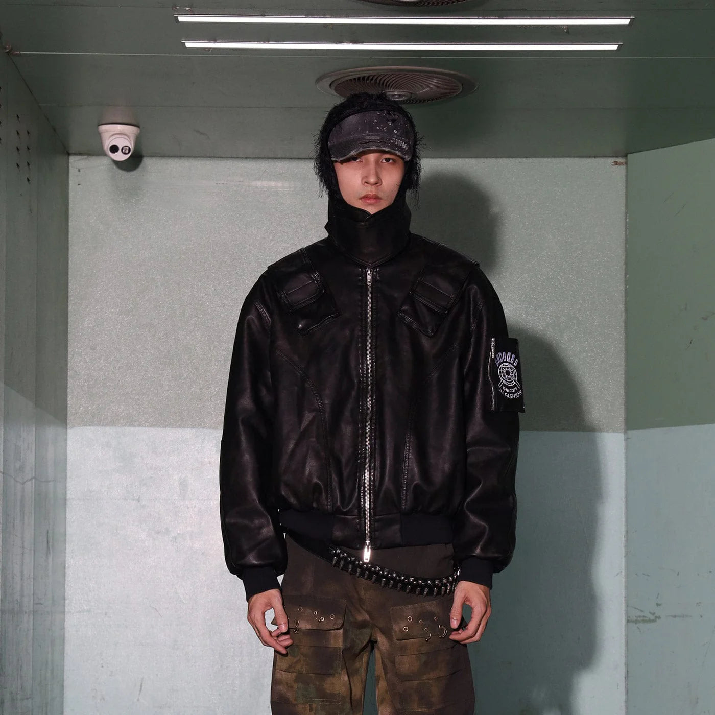 DND4DES Battle Field Faux Leather Bomber Jacket