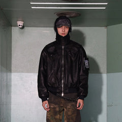DND4DES Battle Field Faux Leather Bomber Jacket