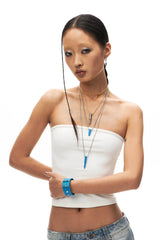 SCHWARZGOLD Layered Bullet Pendant Necklace Blue